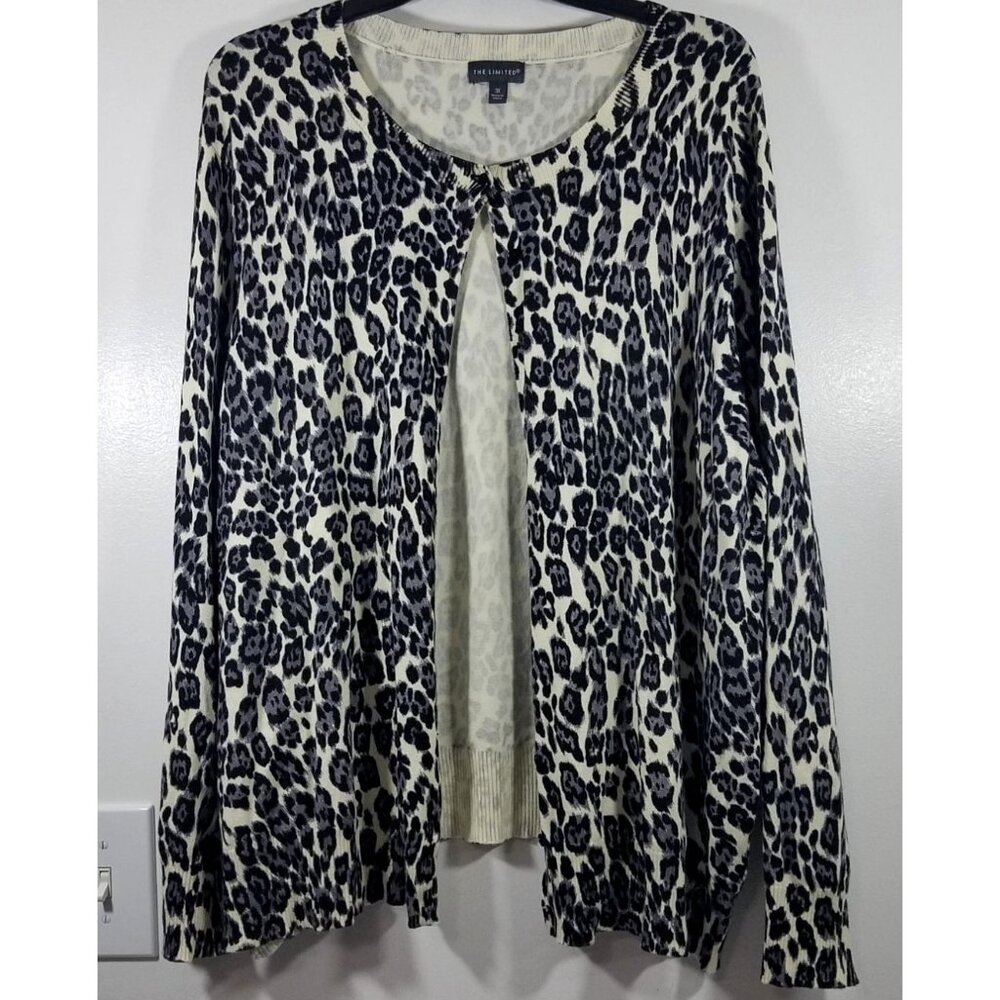 The Limited Womens Animal Print Sweater 3X Soft Stretch Leopard Cardigan
